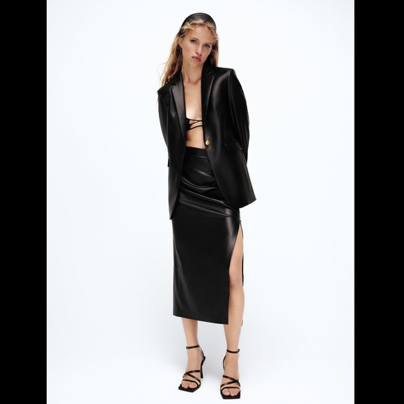 Faux Leather Blazer Size S NWT - Picture 2 of 7